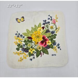 Vintage Springmaid Floral Terrycloth Washcloth – Botanical Cottagecore Butterfly